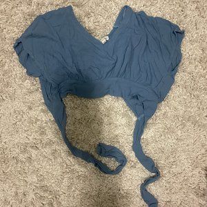 Tillys- Blue Crop top with Wrap around Bow
